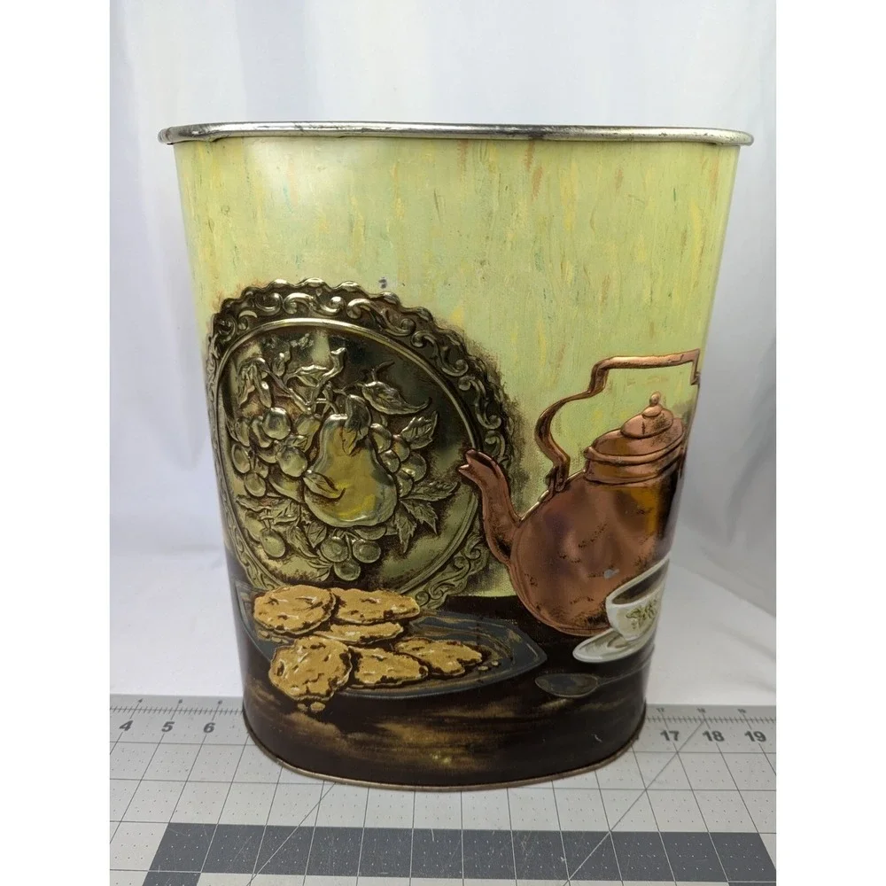 Weibro Trash Can Tea Time and Cookies Metal